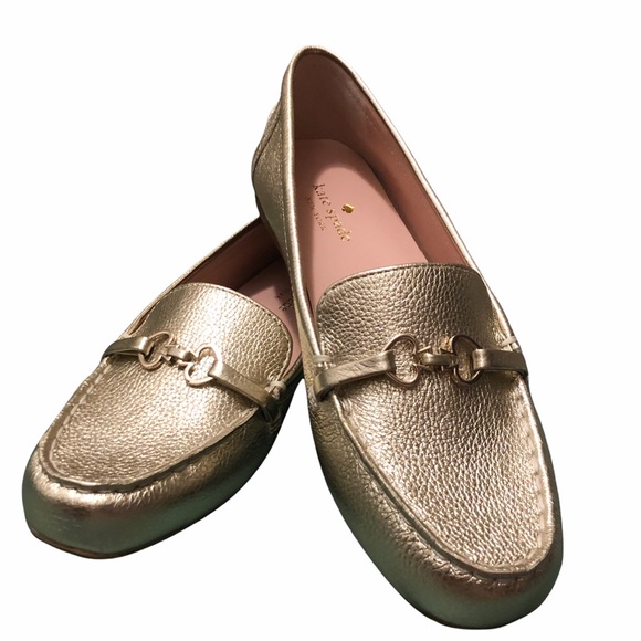 COPY - Kate ♠️ Spade NEW YORK Bergman Gold Leather Loafers Spade Detail authent… - Picture 4 of 15